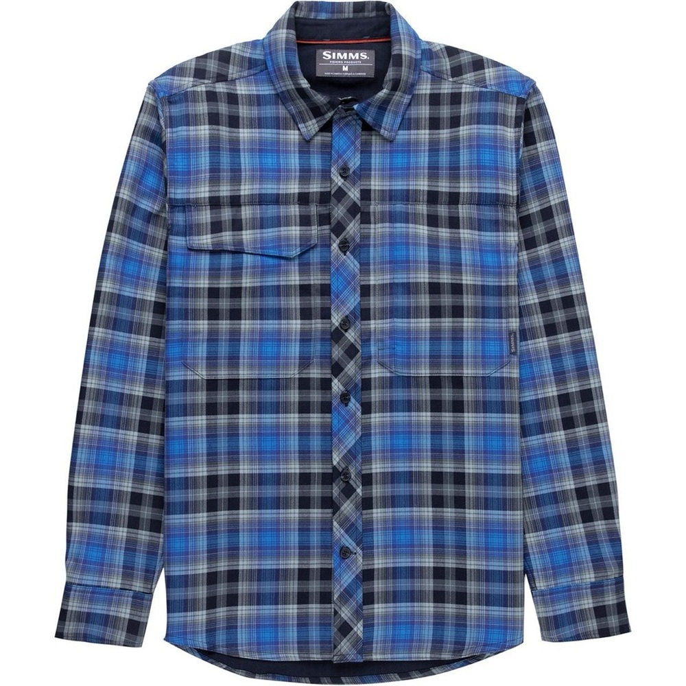NWOT Simms Guide Flannel Long-Sleeve Shirt Admiral Blue Plaid- Men's Size Medium